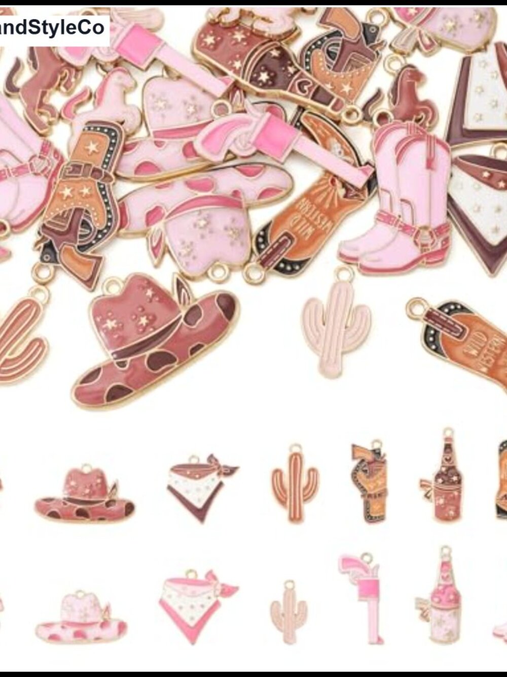 28pc Western Cowboy Charms Enamel Metal Alloy Dangle Pendants Jewelry Making DIY
